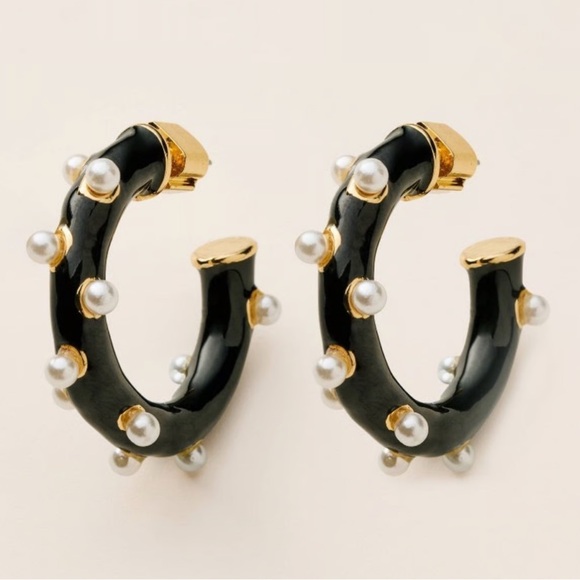 NEW Kate Spade New York x Target Pearl Polka Dot Hoop Earrings - Picture 1 of 3
